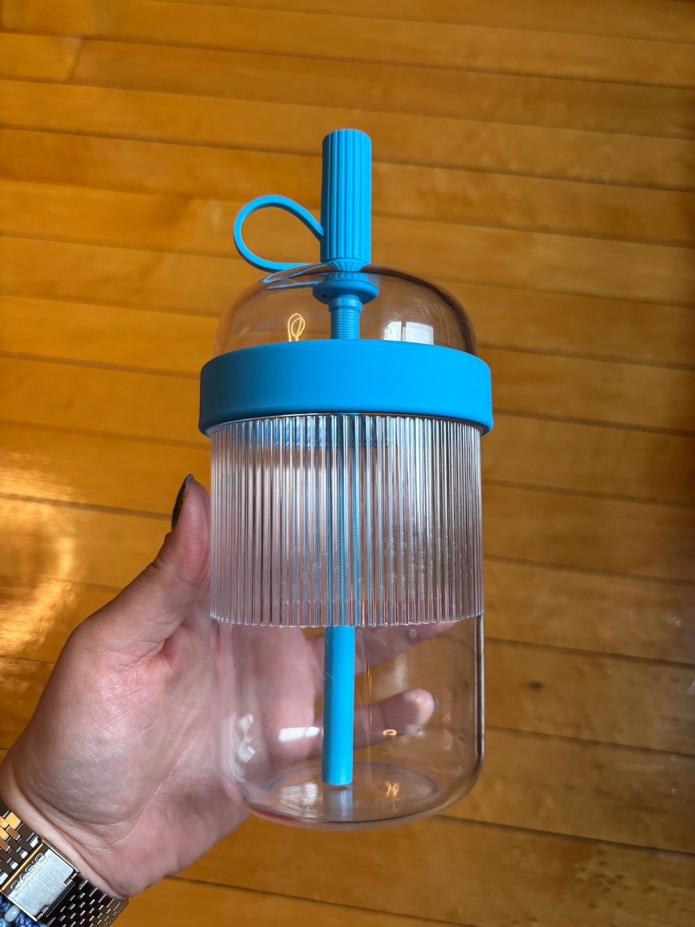 EUC Nespresso Limited Edition 18 Ounce Travel Iced Coffee Tumbler in NOLA Blue - Picture 2 of 16